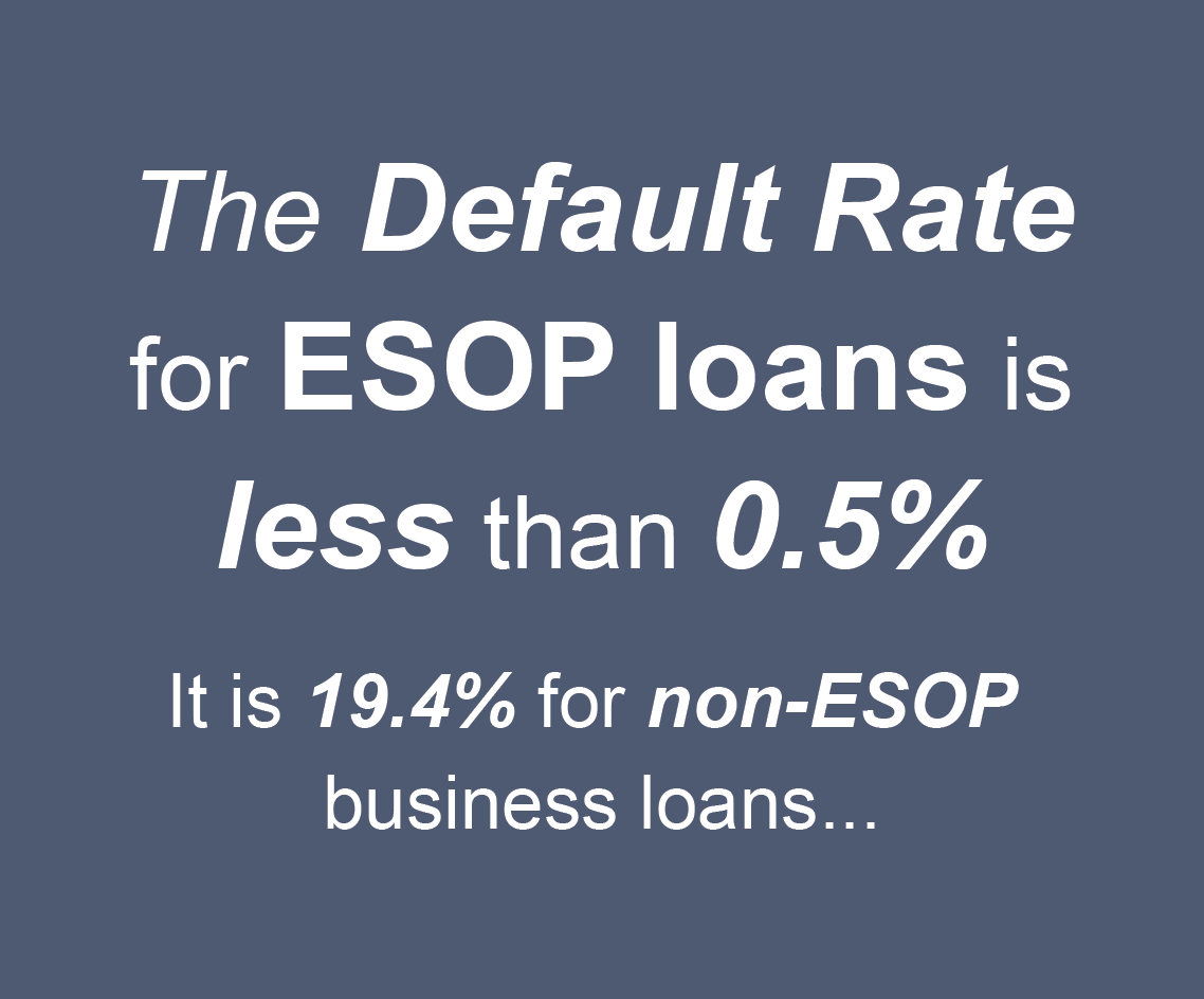 The Default Rate for ESOP loans is less than 0.5%. It is 19.4% for non-ESOP business loans...