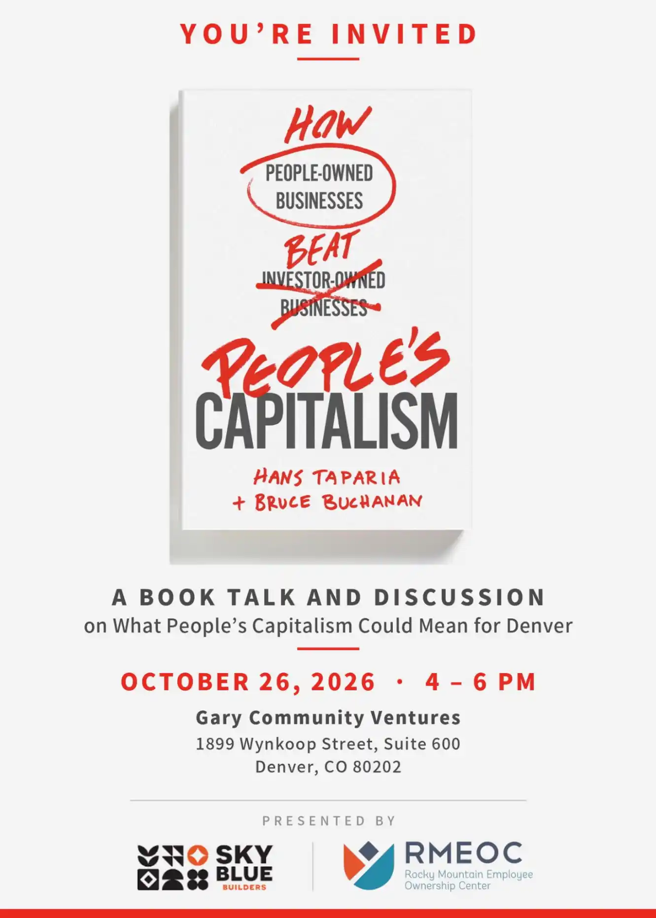 Invitation to the book talk and discussion: What People's Capitalism Could Mean for Denver